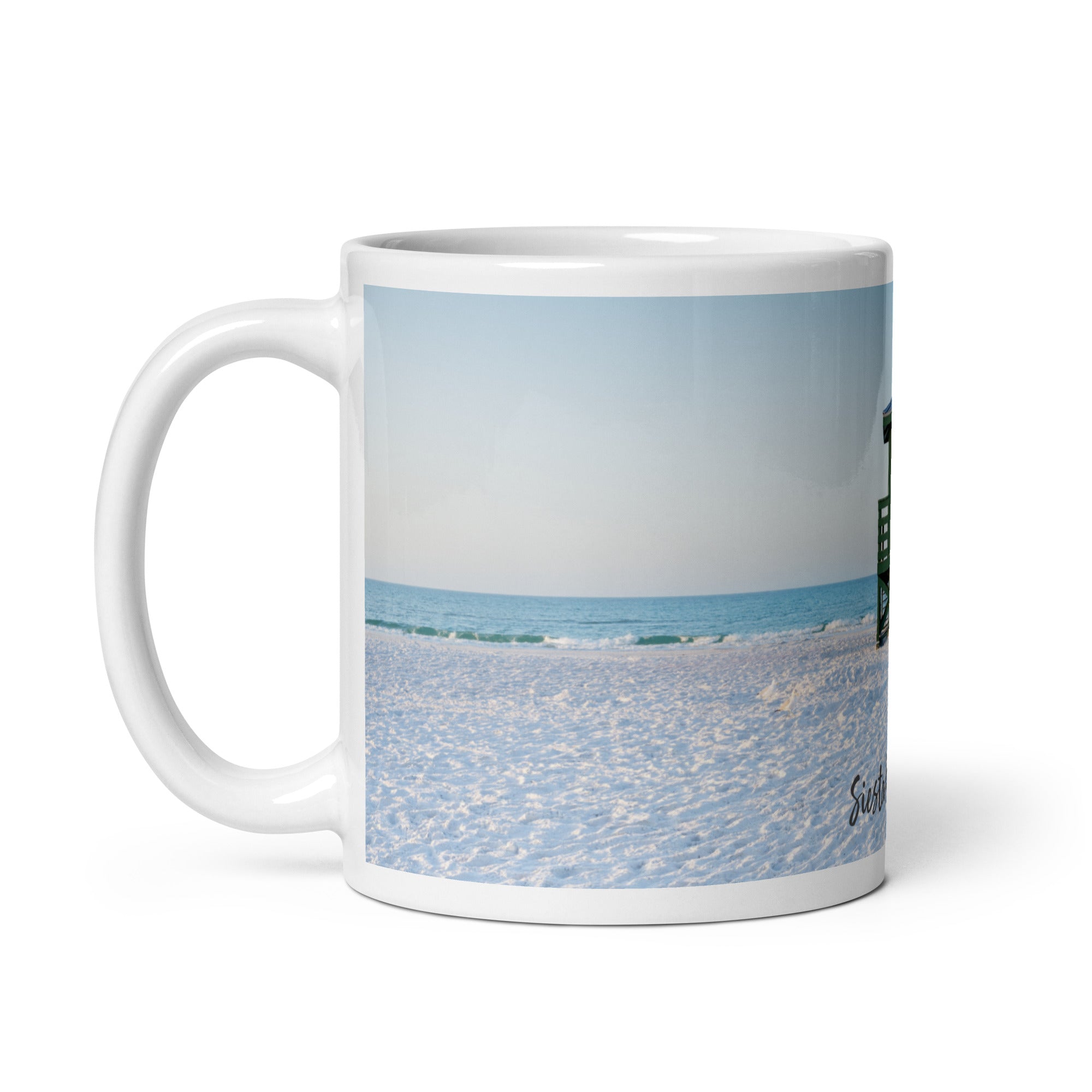 Green Lifeguard Stand Coffee Mug - Siesta Key Beach