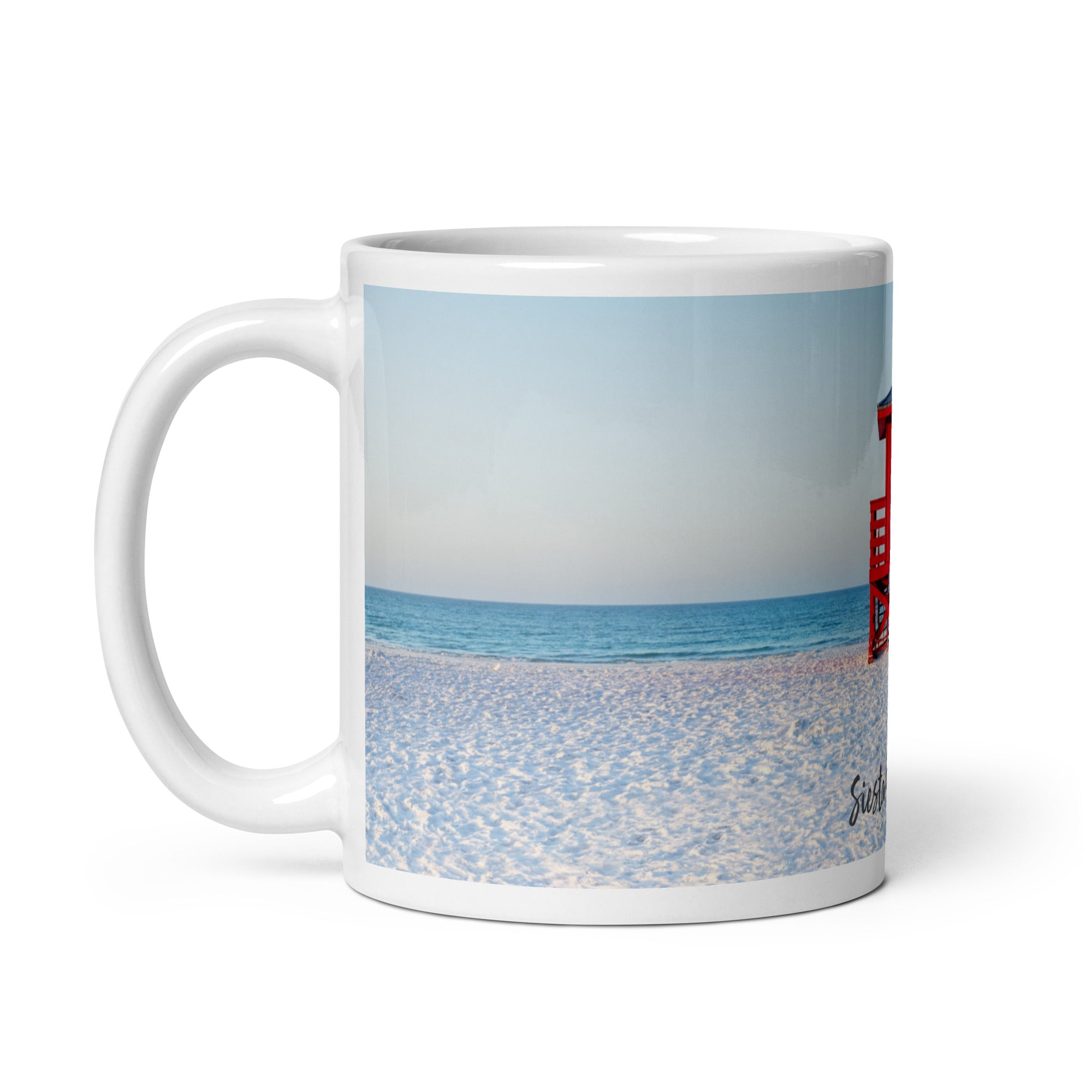 Red Lifeguard Stand Coffee Mug - Siesta Key Beach